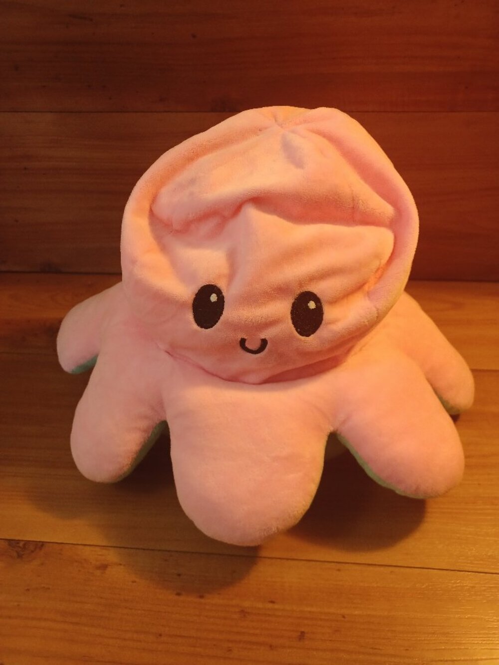 Octopus Tee Turtle Moody Hppy Sad Reversible Pink, Blue Plush Small